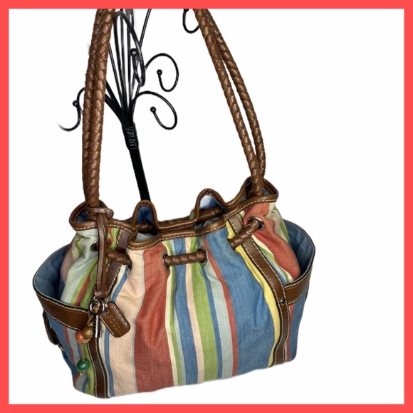 Fossil Handbags - Fossil Striped Canvas & Leather Bag